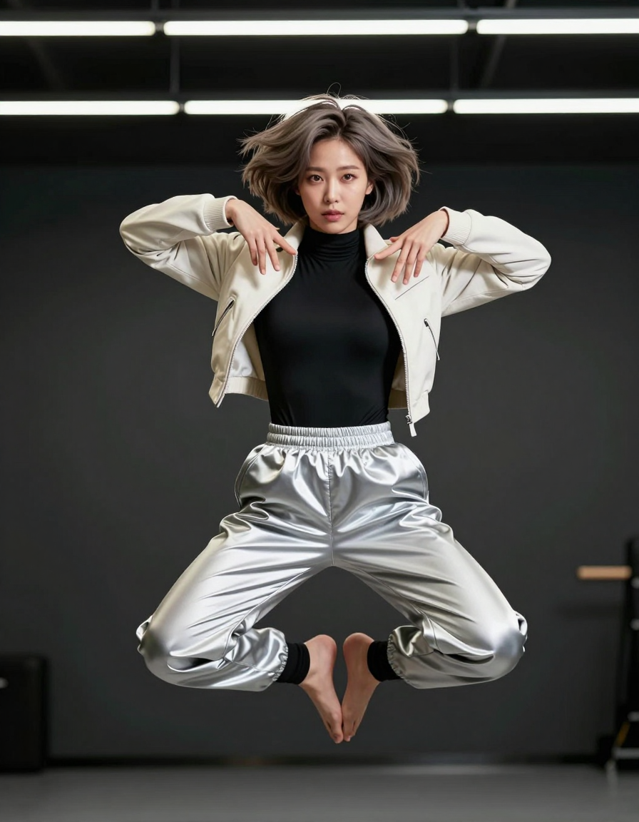 Rei Kwon A precise second hangs above the floor.